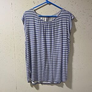Striped Blue & White Cap Sleeve Women's Top